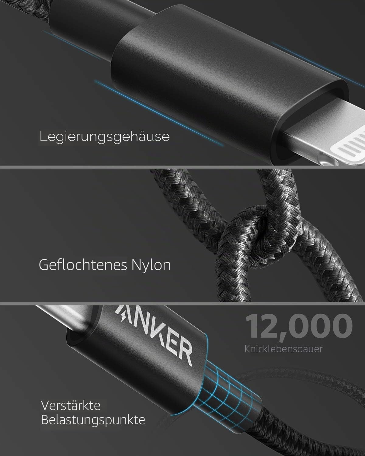 anker-331-usb-c-auf-lightning-kabel-180-cm-nylon-mfi-zertifiziert-schwarz image 5