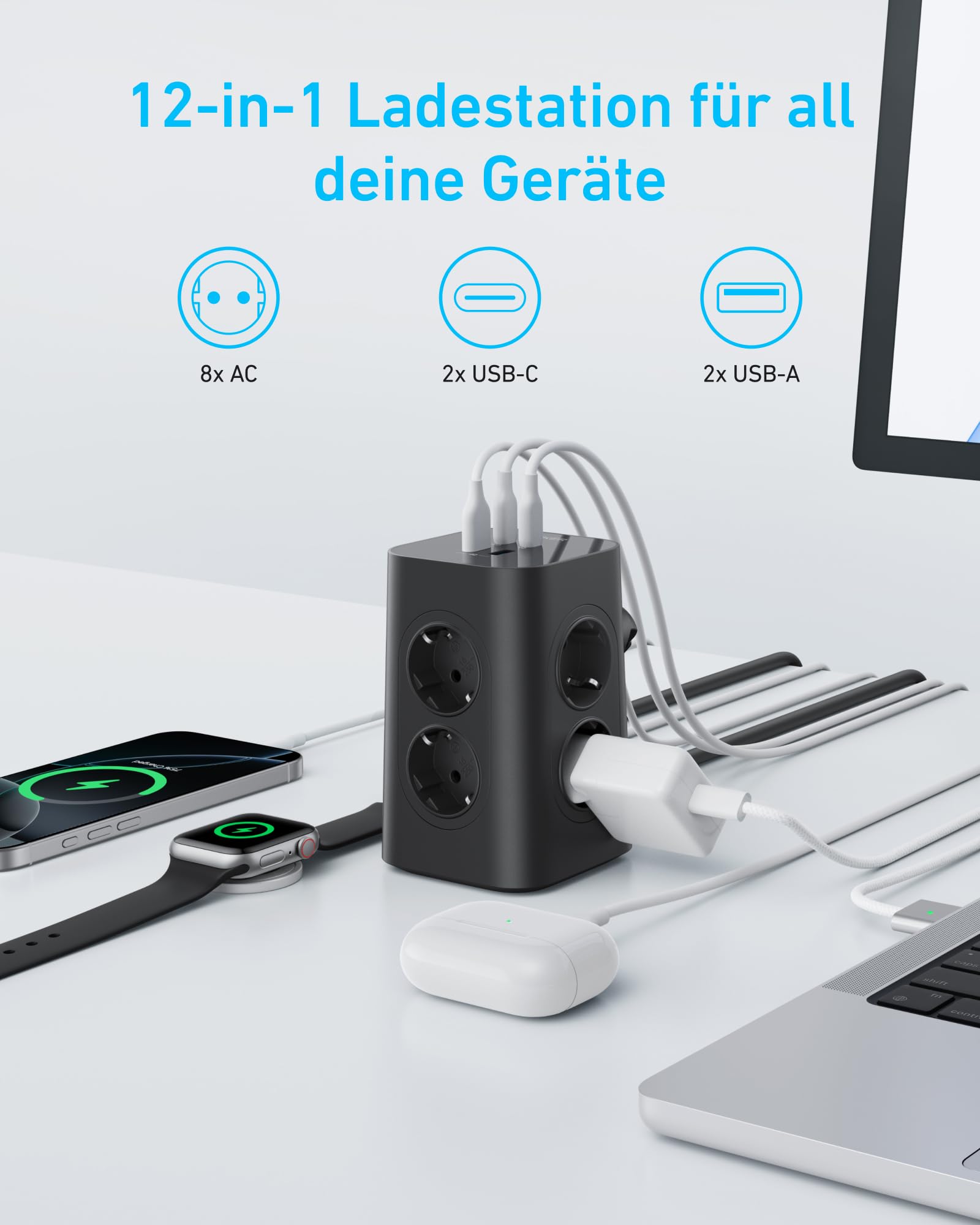 anker-8-fach-steckdosenleiste-steckdosenturm-mit-4-usb-anschl-ssen-20w-usb-c-und image 3