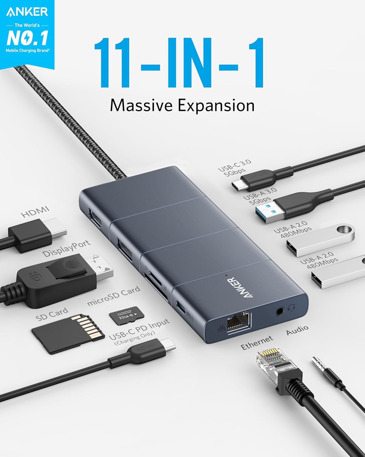 anker-powerexpand-11-in-1-usb-c-hub-4k-60hz-hdmi-displayport-85w-power-delivery- image 2