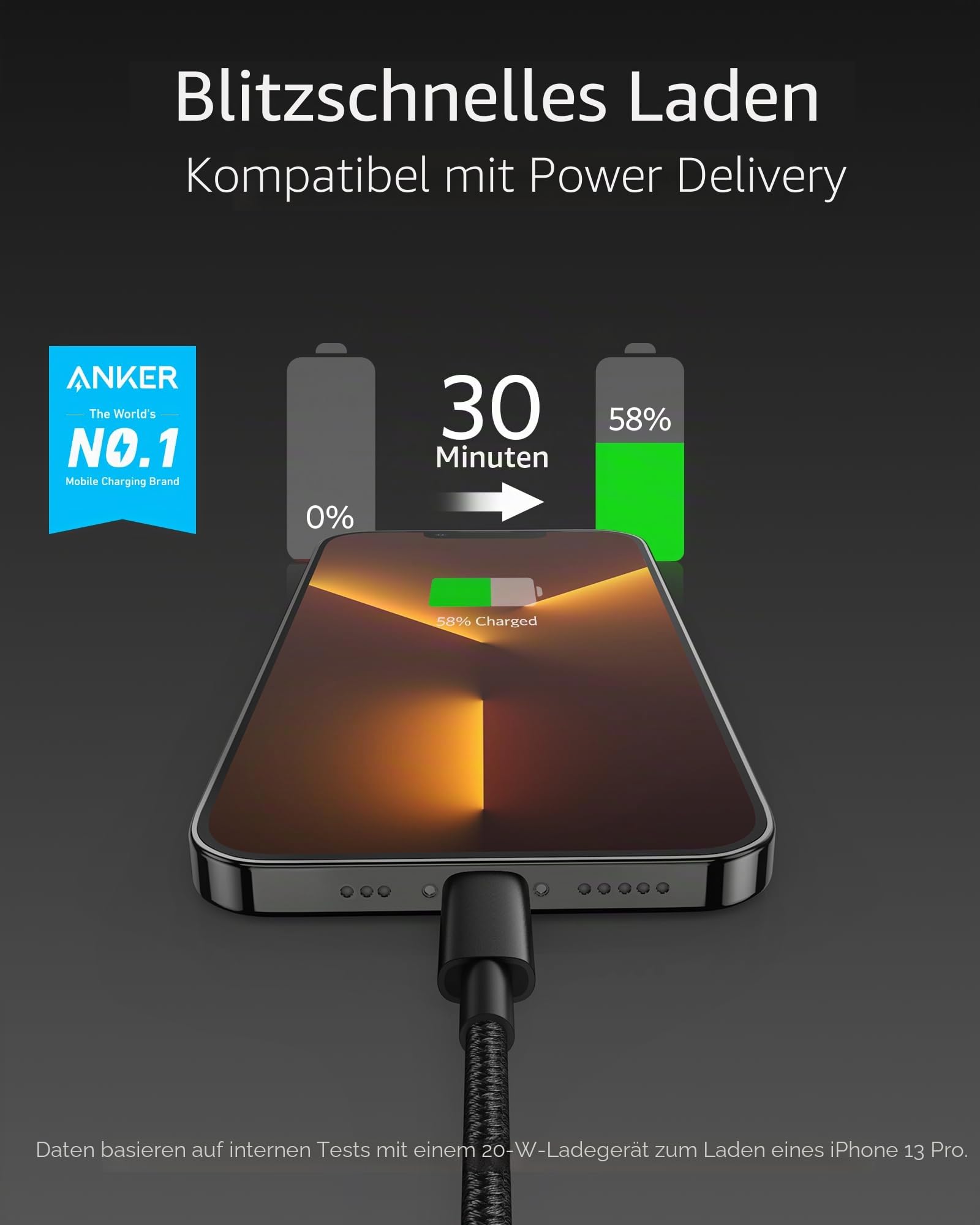 anker-331-usb-c-auf-lightning-kabel-180-cm-nylon-mfi-zertifiziert-schwarz image 2
