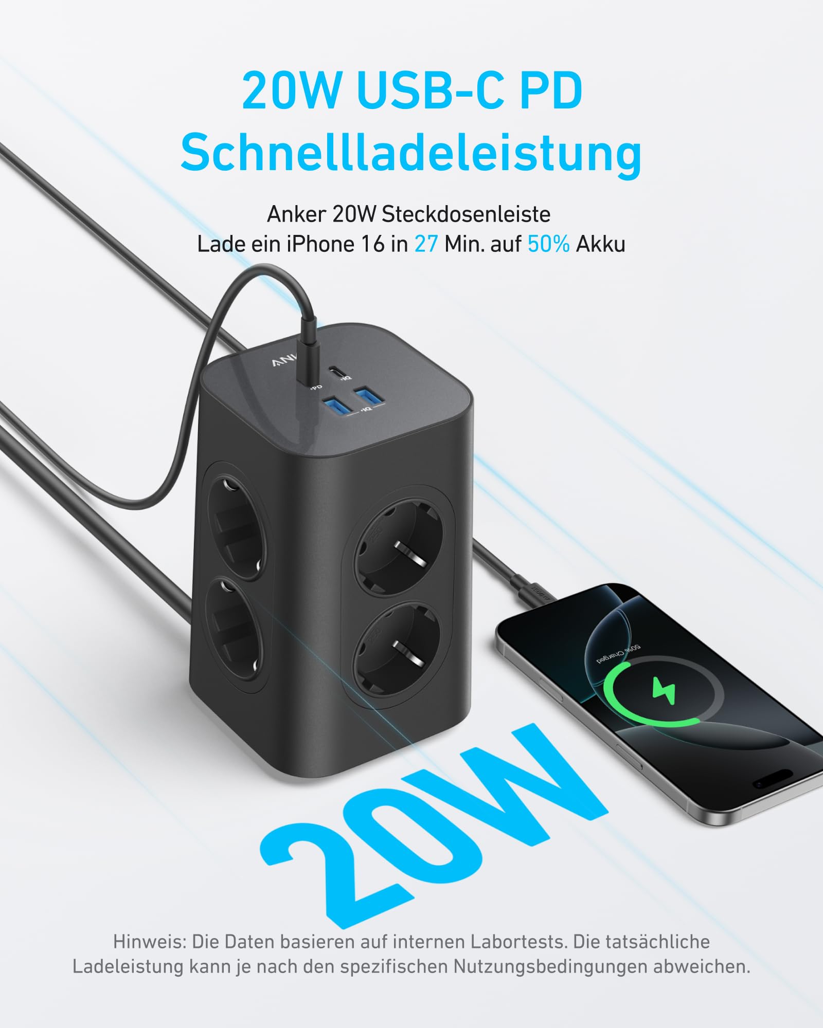 anker-8-fach-steckdosenleiste-steckdosenturm-mit-4-usb-anschl-ssen-20w-usb-c-und image 2