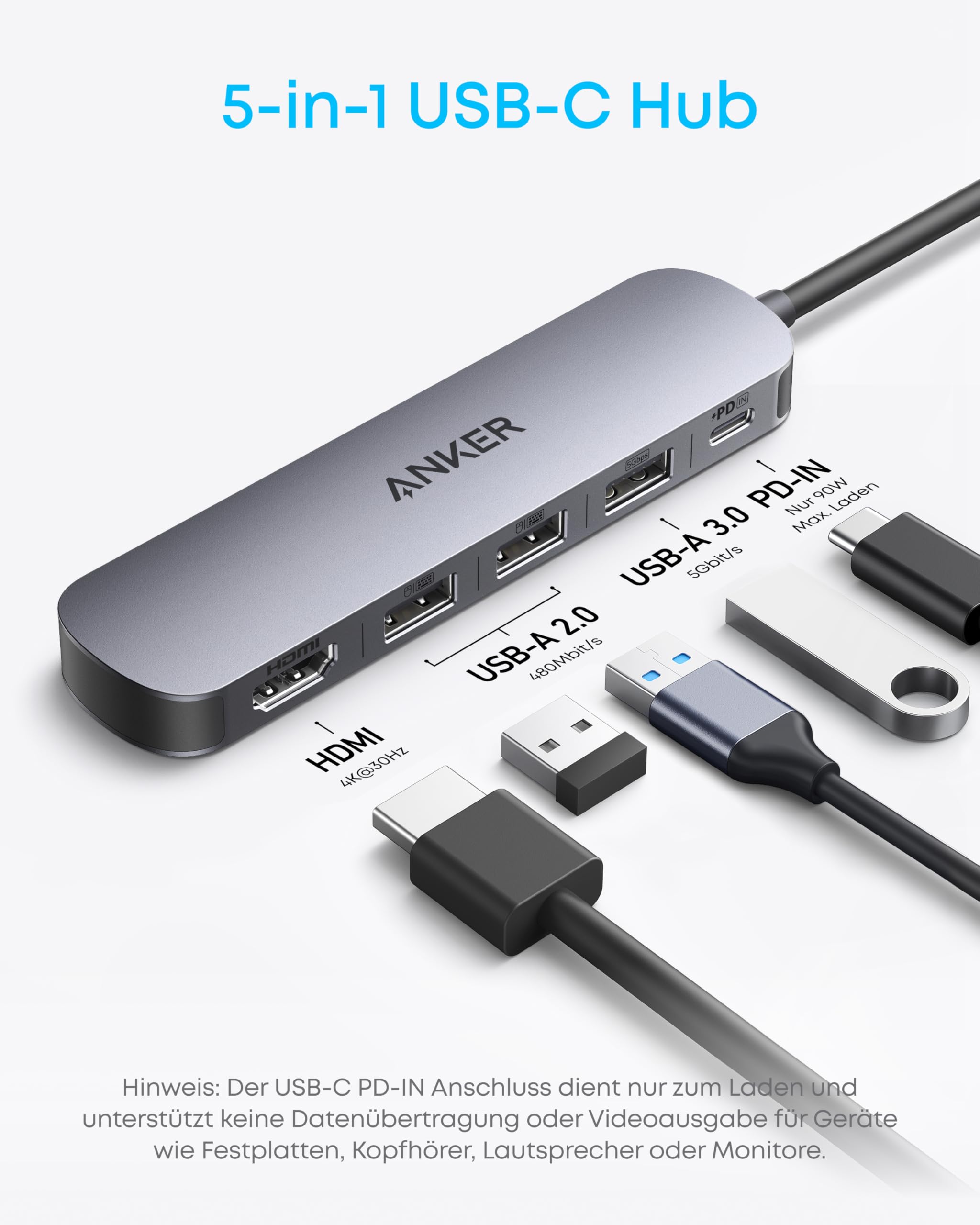 anker-usb-c-hub-5-in-1-4k-30hz-hdmi-90w-power-delivery-usb-a image 2