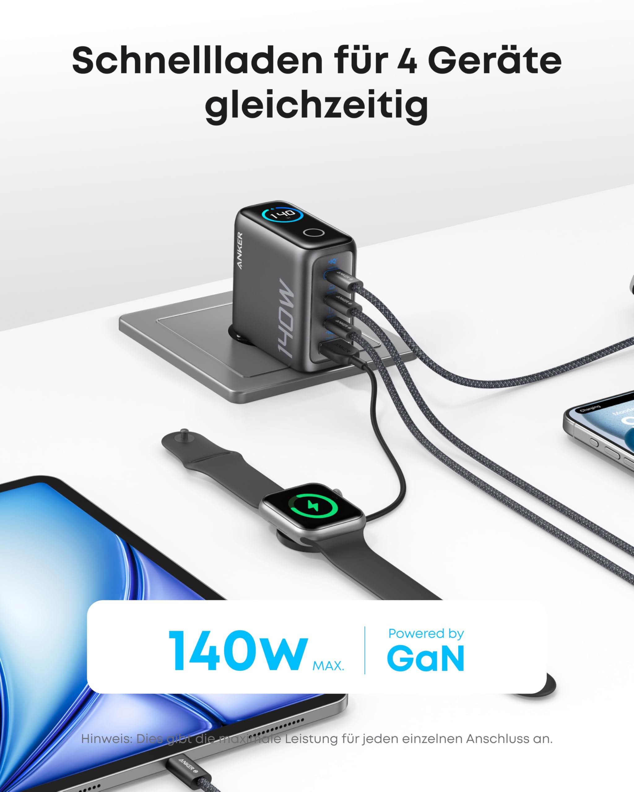 anker-140w-usb-c-ladeger-t-4-port-gan-netzteil-mit-touch-display-und-pd-3-1 image 2