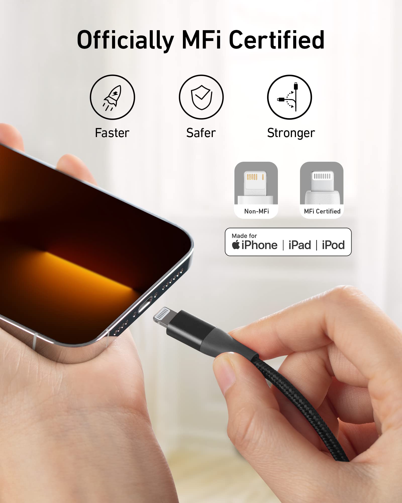 anker-551-lightning-kabel-3-m-usb-a-mfi-zertifiziert-nylon-schwarz image 3