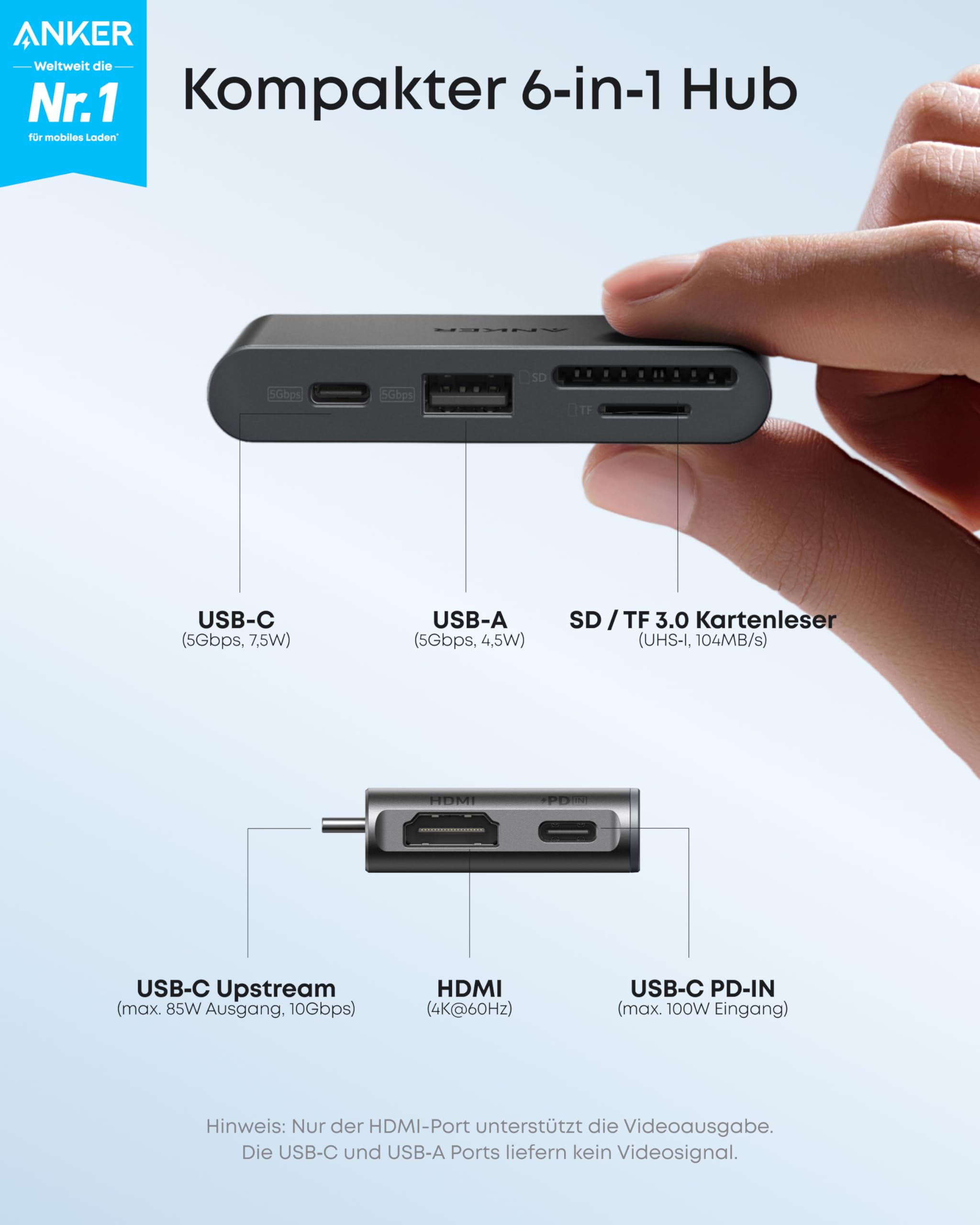 anker-nano-hub-6-in-1-usb-c-hub-mit-85-w-pd-4k-60hz-hdmi-und-sd-tf-kartenleser image 2