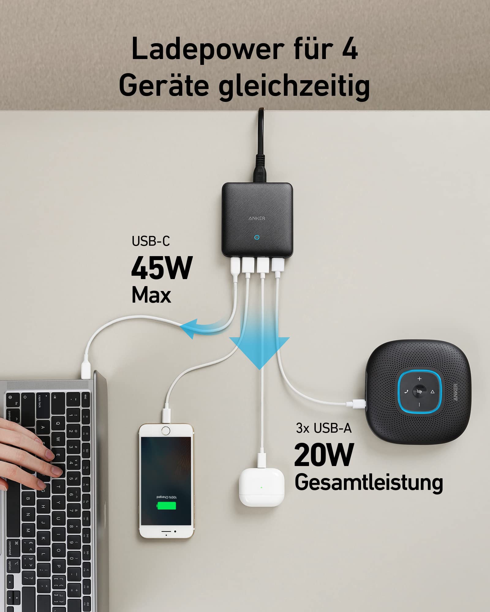 anker-powerport-atom-iii-slim-65w-gan-ladeger-t-4-ports-45w-usb-c-3x-usb-a-f-r-m image 2