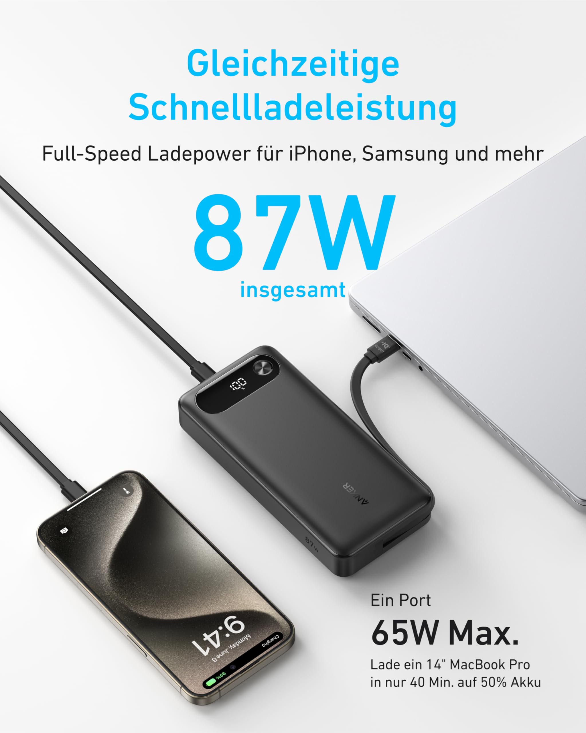 anker-powerbank-20-000-mah-87-w-mit-integriertem-usb-c-kabel-65-w-schnellladen-f image 2