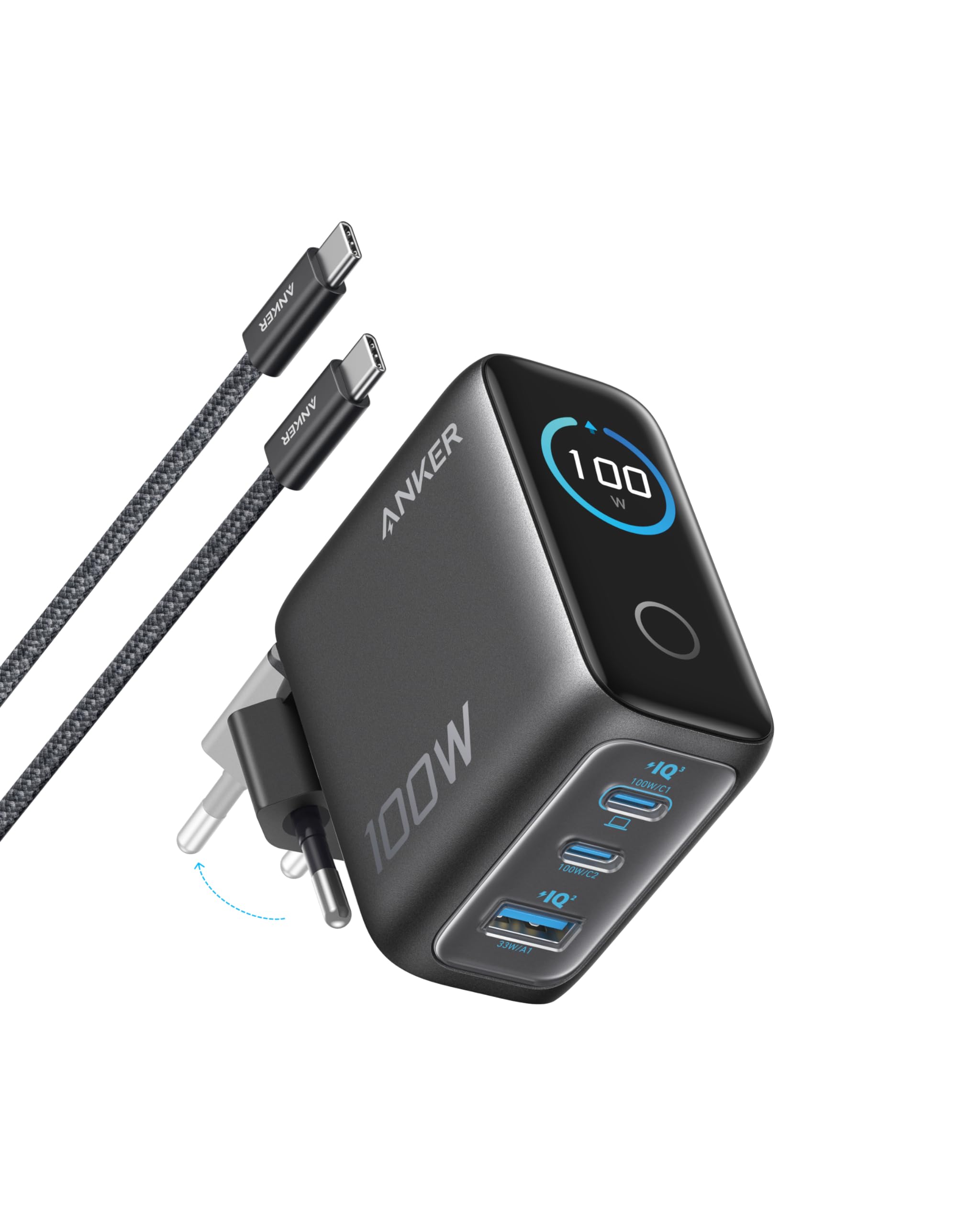anker-100w-usb-c-ladeger-t-mit-smart-display-touch-steuerung-3-port-gan-f-r-macb image 1