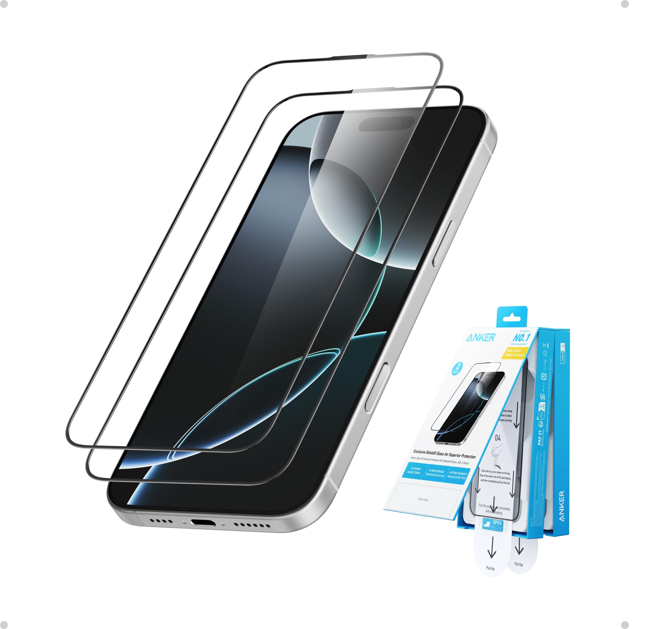 anker-easy-fit-screen-protector-kit-hd-2er-pack-f-r-iphone-16-pro-max-shieldx-gl image 1