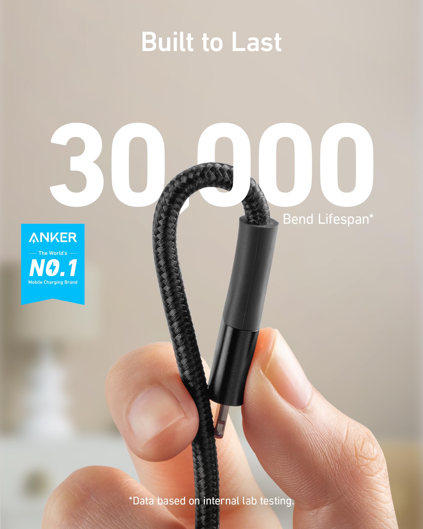 anker-551-lightning-kabel-3-m-usb-a-mfi-zertifiziert-nylon-schwarz image 2