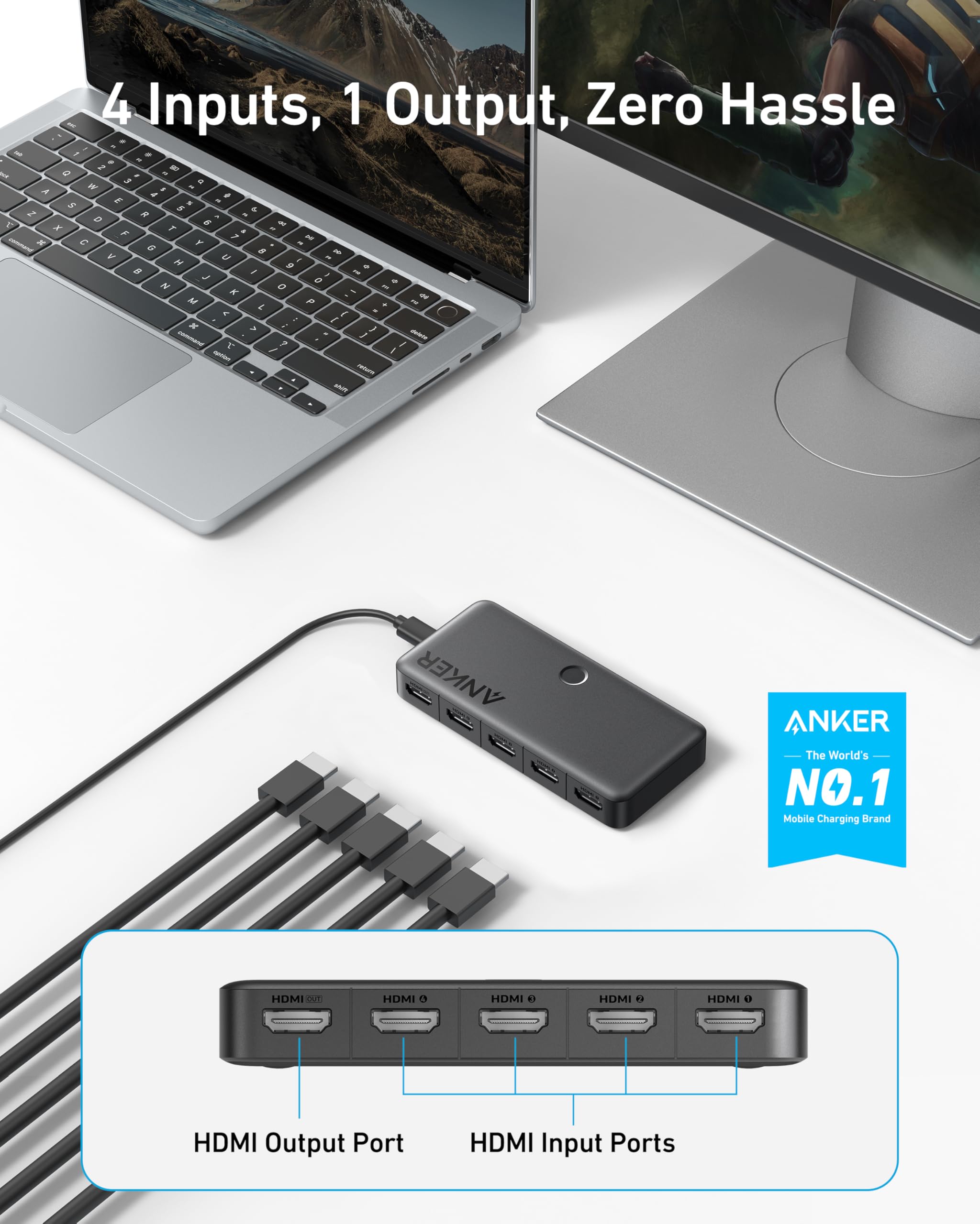 anker-4-in-1-hdmi-switch-4k-60hz-mit-fernbedienung-f-r-laptop-pc-xbox-projektor image 2