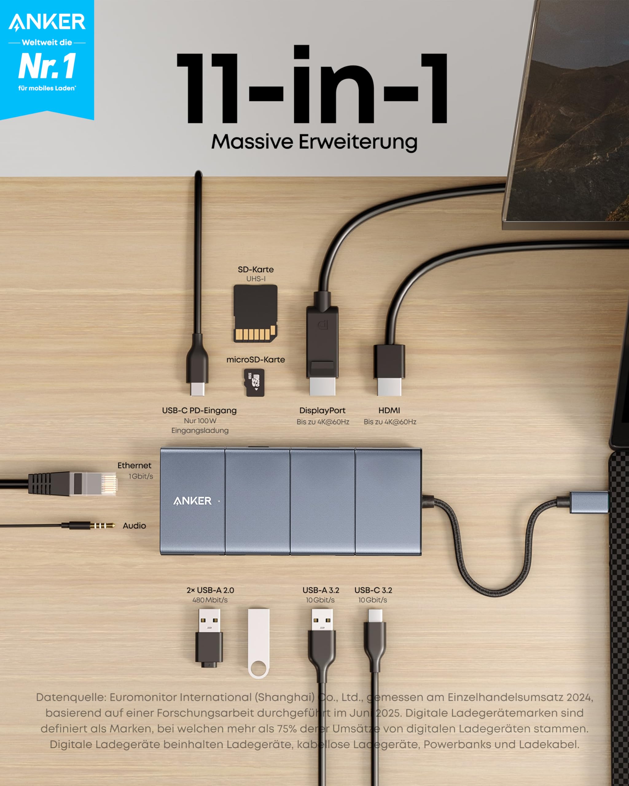 anker-565-usb-c-hub-11-in-1-docking-station-mit-10-gbit-s-4k-hdmi-displayport-85 image 2