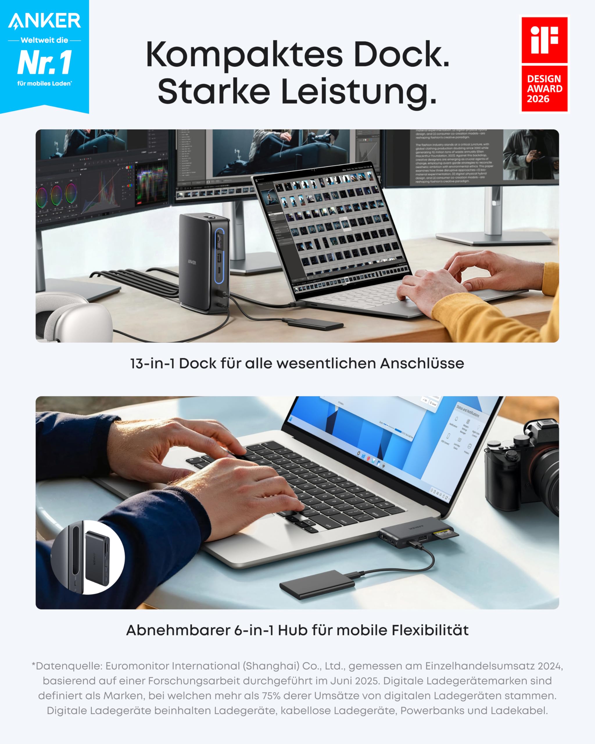anker-nano-laptop-dock-13-in-1-mit-abnehmbarem-hub-triple-display-100-w-power-de image 2