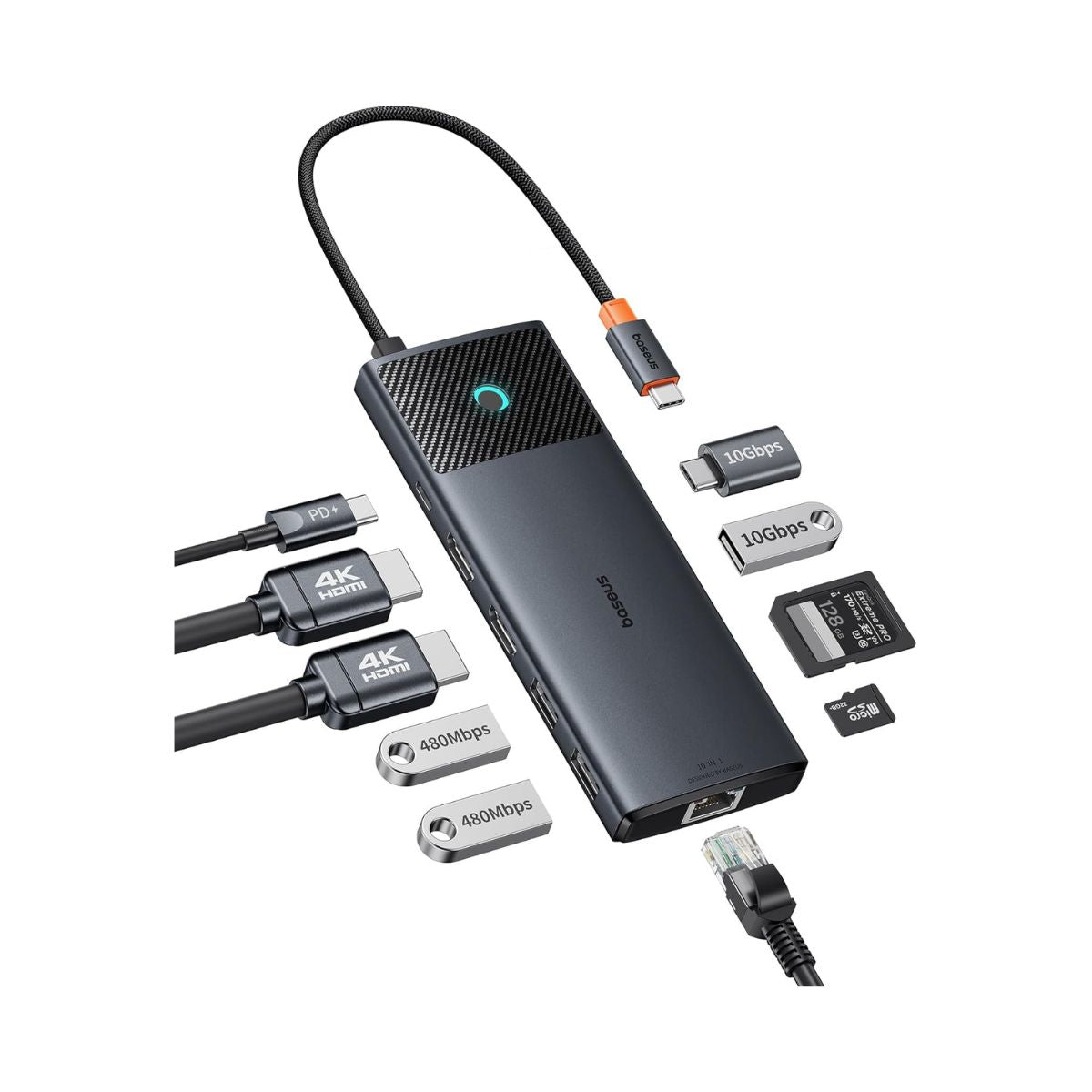 baseus-metal-gleam-series-ii-10-in-1-usb-c-hub-mit-dual-4k-und-100w-pd image 4