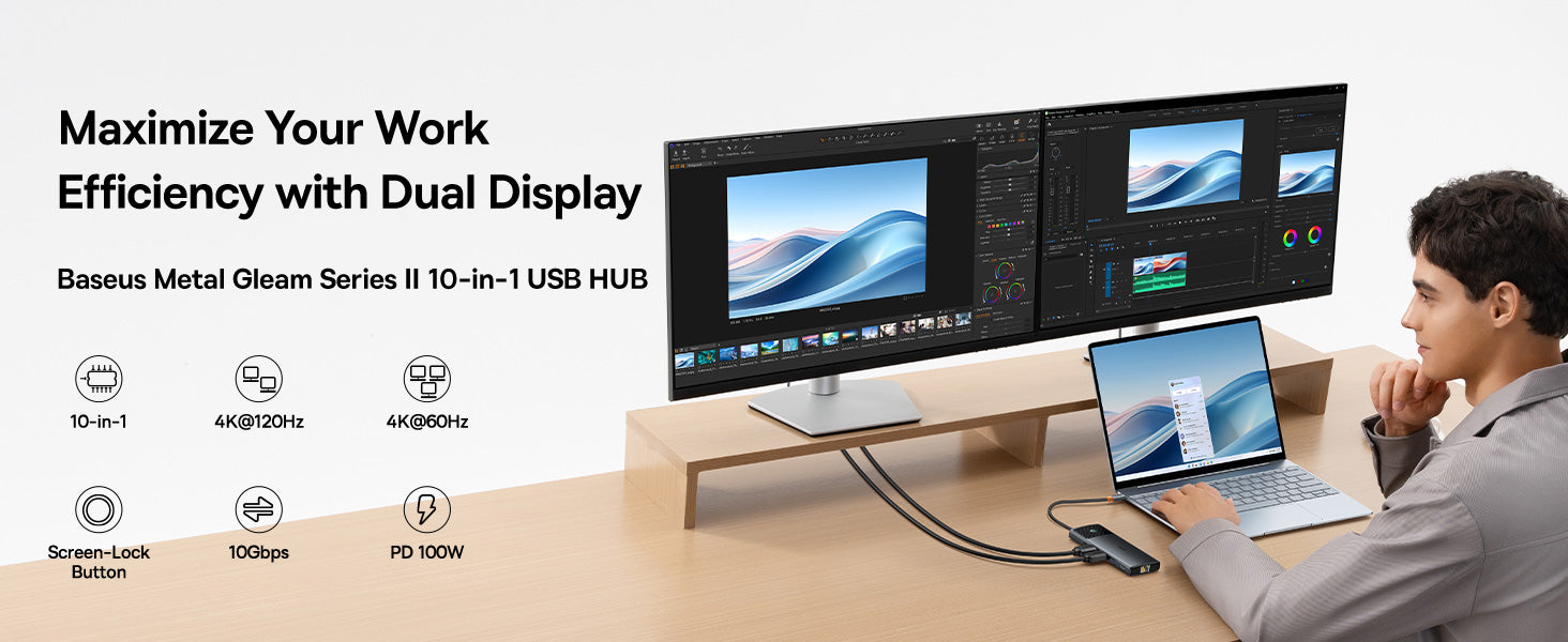 baseus-metal-gleam-series-ii-10-in-1-usb-c-hub-mit-dual-4k-und-100w-pd image 7
