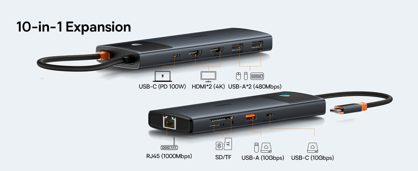 baseus-metal-gleam-series-ii-10-in-1-usb-c-hub-mit-dual-4k-und-100w-pd image 8