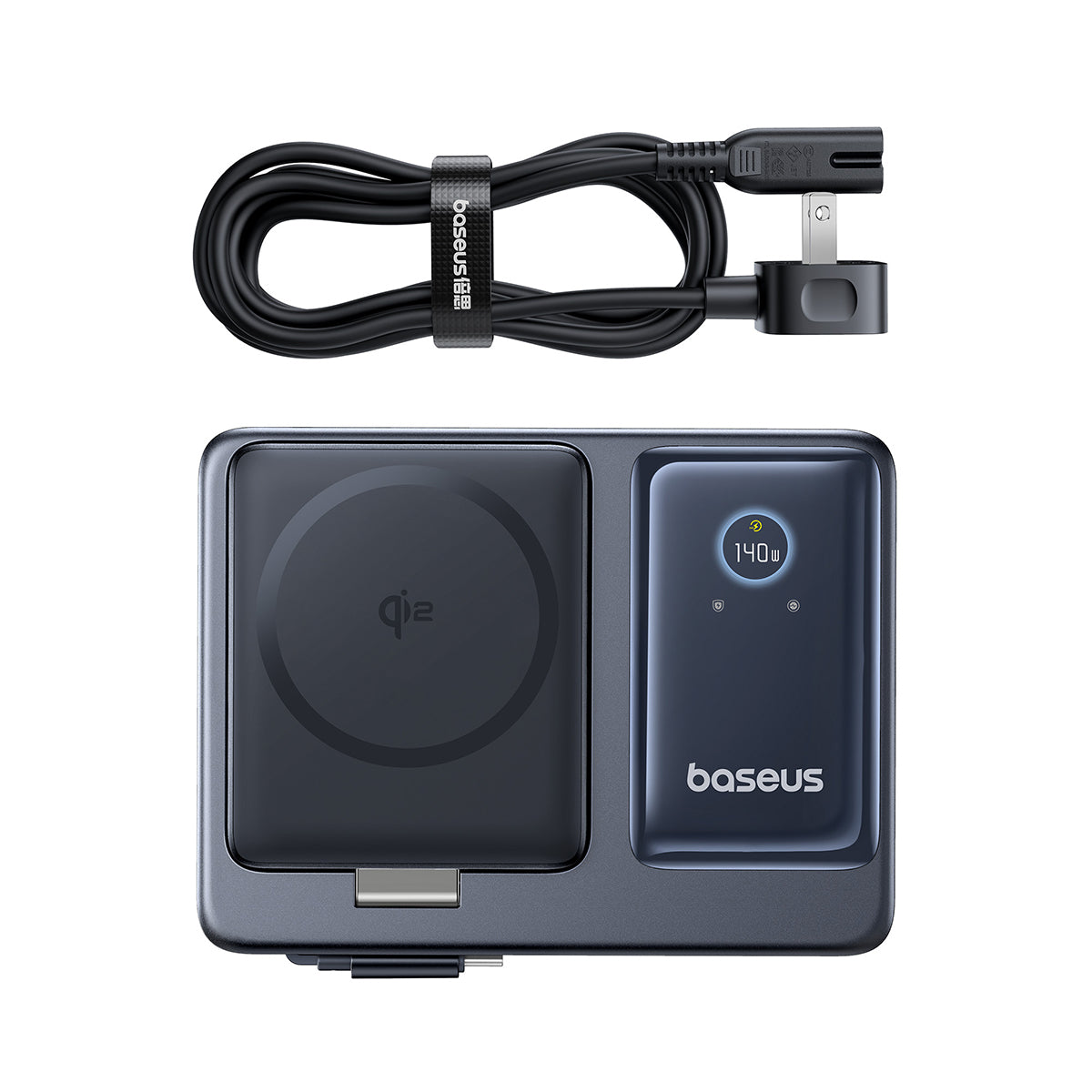 baseus-nomos-5-in-1-desktop-ladestation-qi2-140w-mit-einziehbarem-kabel image 7
