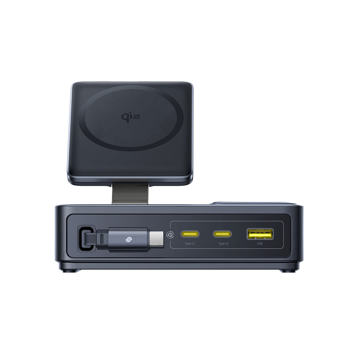 baseus-nomos-5-in-1-desktop-ladestation-qi2-140w-mit-einziehbarem-kabel image 4
